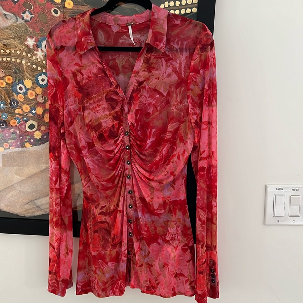 Free People mesh buttondown. EUC